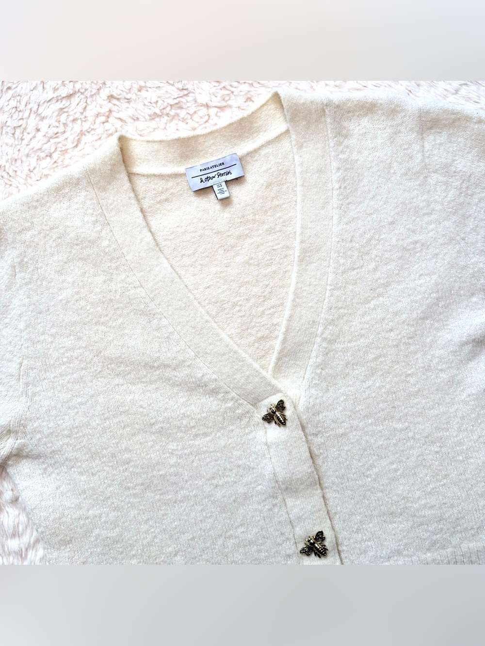 & Other Stories Bee Button Alpaca Wool Blend Knit Cardigan Coquette Women’s M - Picture 2 of 16